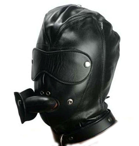 Bondage Hood With Dildo Gag Leather by BDStyle - Bondage Hoods