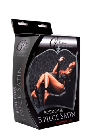 Bordeaux 5 Piece Satin Bondage Set by XR Brands - Bondage Kits