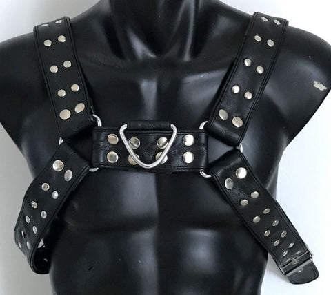 Brace Leather Body Harness Flat Studs by Hell's Couture - Cuffs and Restraints