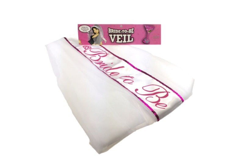 Bride-To-Be Veil White and Pink - - Fancy Dress Ups