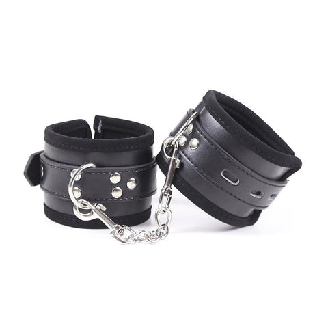 Buckler Faux Leather Cuffs With Chain by BDStyle - Cuffs and Restraints