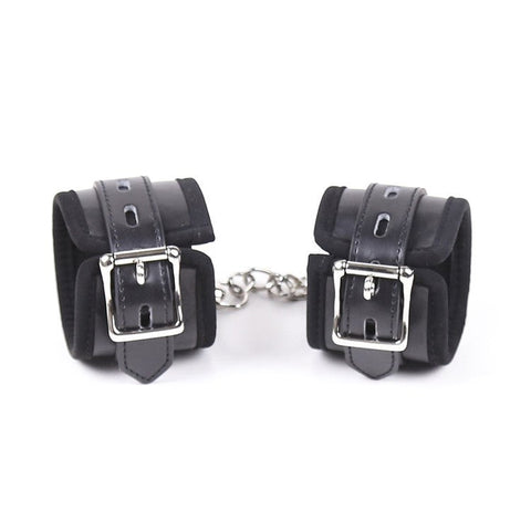 Buckler Faux Leather Cuffs With Chain by BDStyle - Cuffs and Restraints
