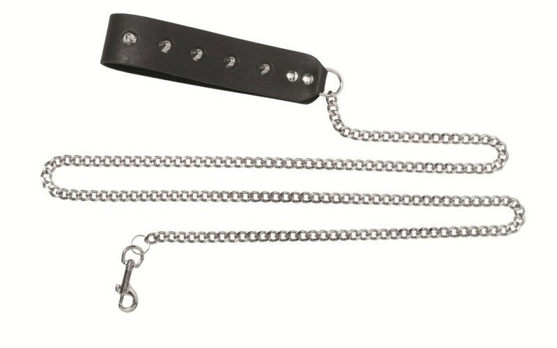 Chain Leash with Studded Handle - - Collars And Cuffs