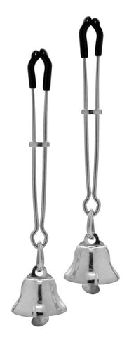 Chimera Nipple Clamps With Bells Silver by XR Brands - Nipple and Clit Clamps