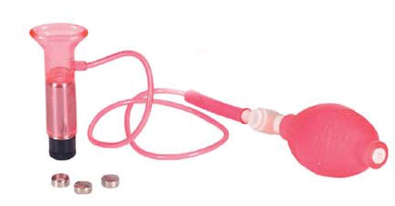 Clitoral Vibrating Pump Clear Pink with Batteries - - Pussy And Clit Toys