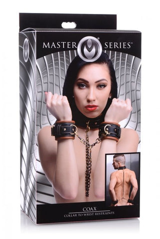 Coax Collar To Wrist Restraints by XR Brands - Cuffs and Restraints