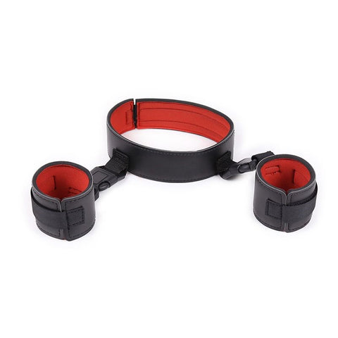 Collar With Hand Cuffs Leather by BDStyle - Cuffs and Restraints