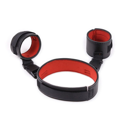 Collar With Hand Cuffs Leather by BDStyle - Cuffs and Restraints