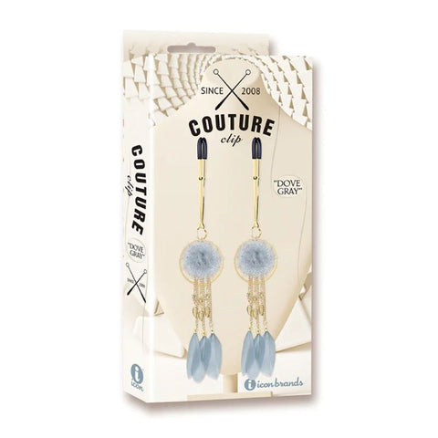 Couture Clip Luxury Nipple Clamps Dove Grey by Icon Brands - Nipple and Clit Clamps
