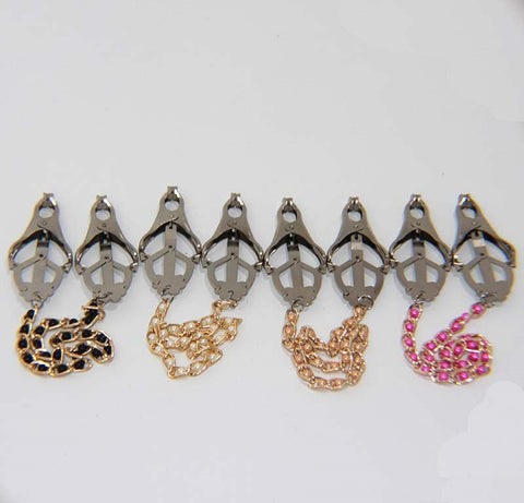 Cripple Nipple Clover Clamps with Pearls Chain by BDStyle - Breast and Nipple Toys