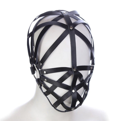 Cross Belt Half Face Bondage Hood by BDStyle - Bondage Hoods