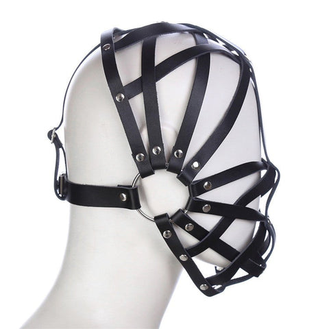 Cross Belt Half Face Bondage Hood by BDStyle - Bondage Hoods