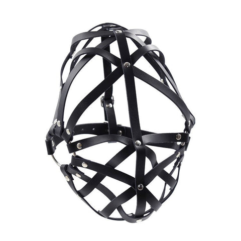 Cross Belt Half Face Bondage Hood by BDStyle - Bondage Hoods