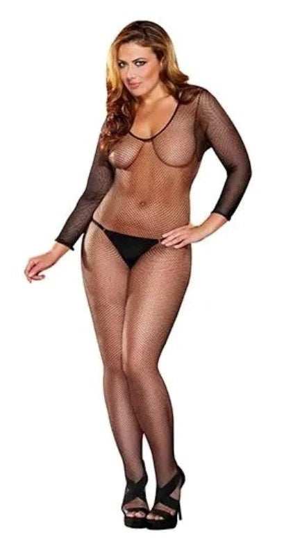 Crotchless Fishnet Bodystocking Plus Size - - Hosiery