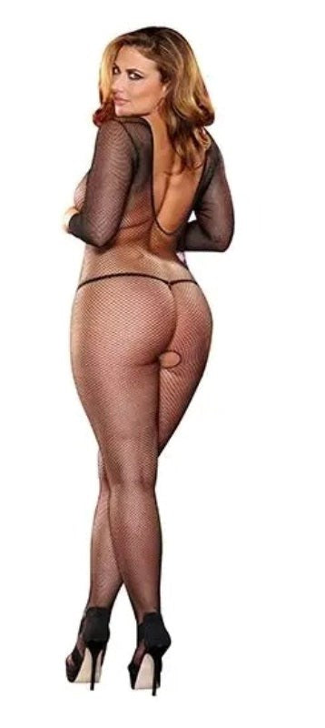 Crotchless Fishnet Bodystocking Plus Size - - Hosiery