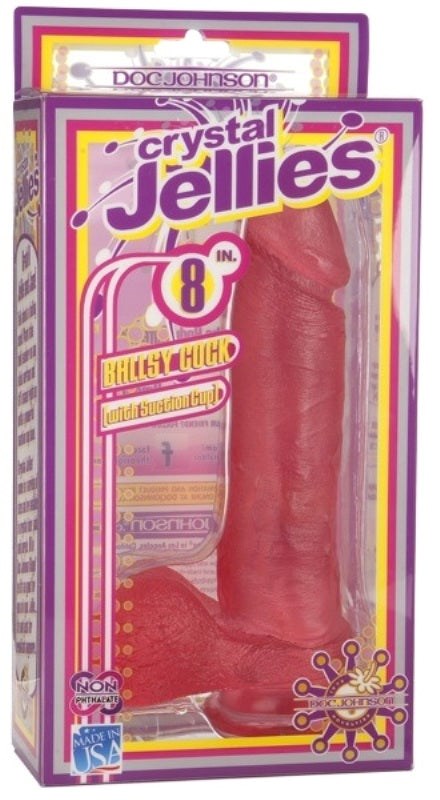 Crystal Jellies 8 Ballsy Cock with Suction Cup Base Pink - - Non-Realistic Dildos