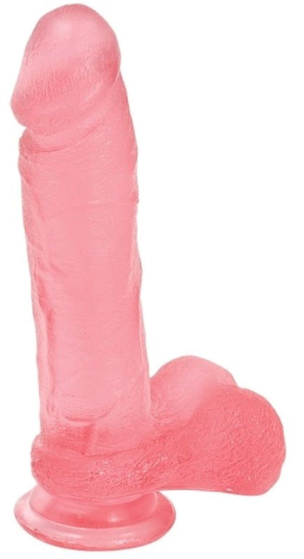 Crystal Jellies 8 Ballsy Cock with Suction Cup Base Pink - - Non-Realistic Dildos