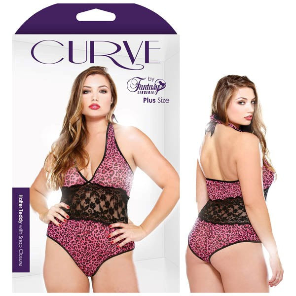 Curve Halter Teddy With Snap Closure - - Babydolls And Chemises