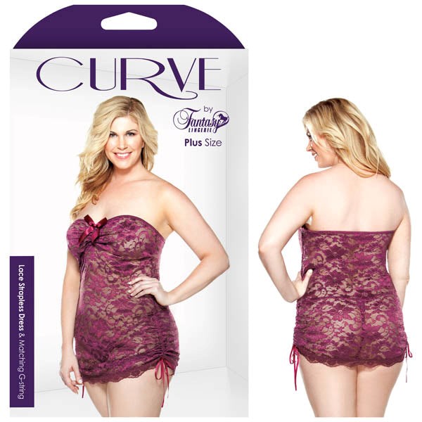 Curve Lace Strapless Dress & G-String - - Babydolls And Chemises