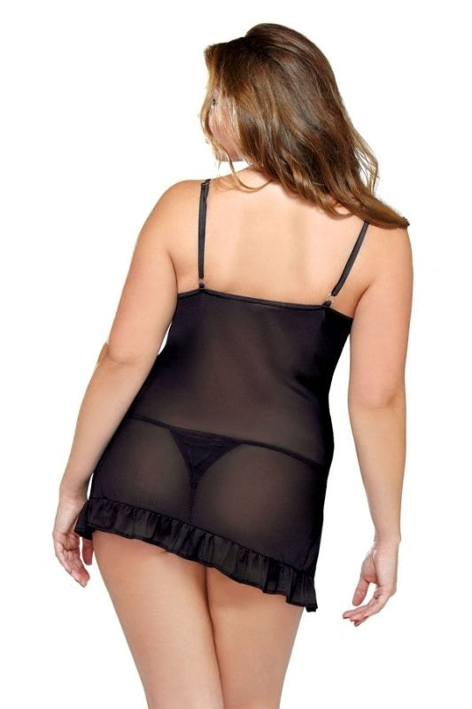 Curve Split Cup Underwire Chemise And Thong 3X/4X - - Babydolls And Chemises