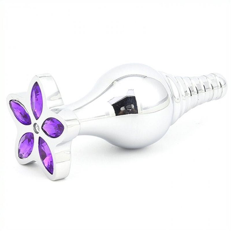 Cusp Head Butt Plug With Leaf Bling - - Steel Sex Toys