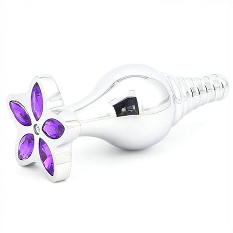 Cusp Head Butt Plug With Leaf Bling by BDStyle - Steel Sex Toys