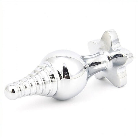 Cusp Head Butt Plug With Leaf Bling by BDStyle - Steel Sex Toys