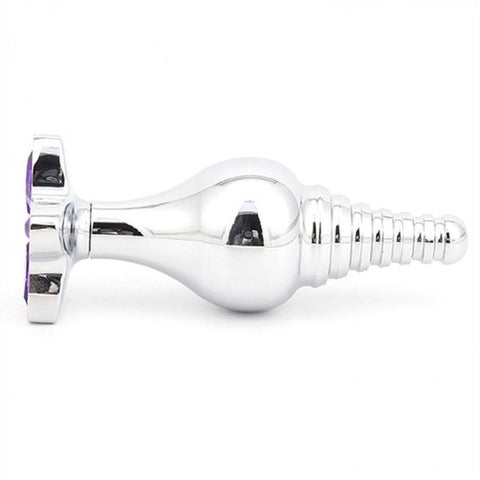 Cusp Head Butt Plug With Leaf Bling by BDStyle - Steel Sex Toys