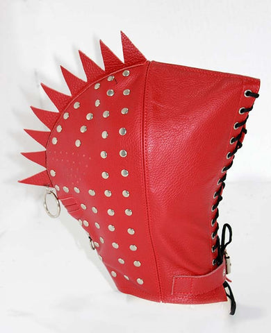 Cyclops Leather Bondage Spiked Hood by Hell's Couture - Bondage Hoods