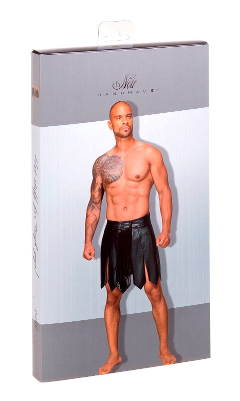 DECADENCE Eco Leather Men's Gladiator Skirt, PVC Pleats - S - - His Fetish