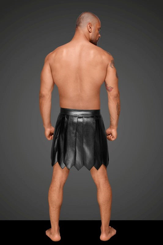 DECADENCE Eco Leather Men's Gladiator Skirt, PVC Pleats - S - - His Fetish