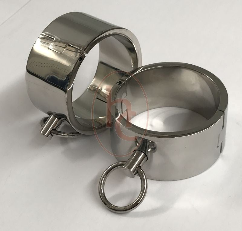 Deluxe Steel Bondage Wrist Cuffs - - Collars And Cuffs