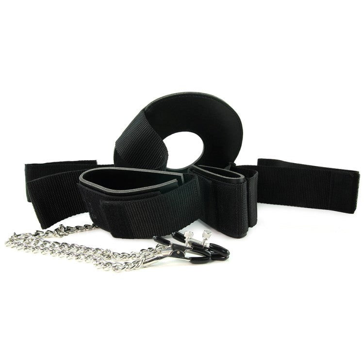 Detained Restraint System with Nipple Clamps - - Breast and Nipple Toys