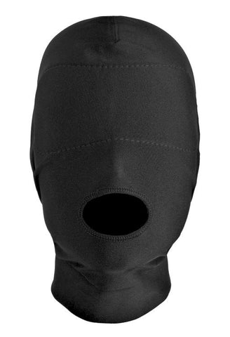 Open Mouth Hood With Padded Blindfold by XR Brands - Bondage Hoods