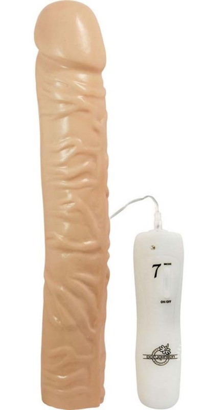 Doc Johnson Classic Dong 10 Inch with 7 Function Vibration White - - Realistic Dildos