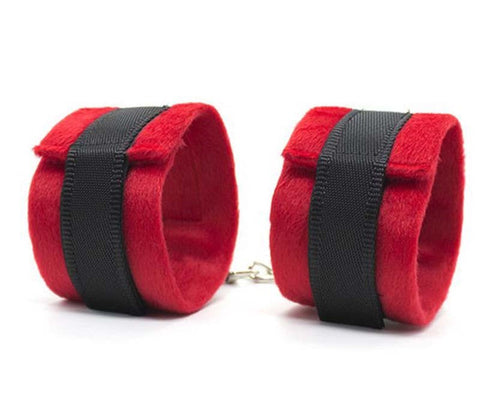 Downy Fetish Play Cuffs Black and Red by BDStyle - Fancy Dress Ups