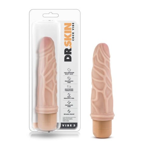 Dr. Skin Cock Vibe 3 Realistic Dildo by Blush Novelties - Vibrating Dildos