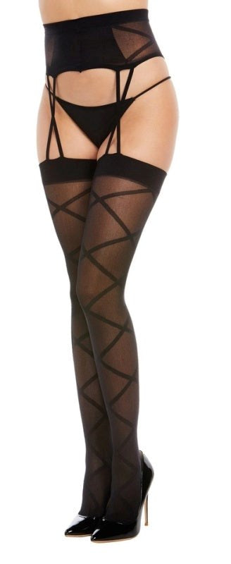 Dreamgirl Sheer Criss-Cross Garter Hose - - Hosiery