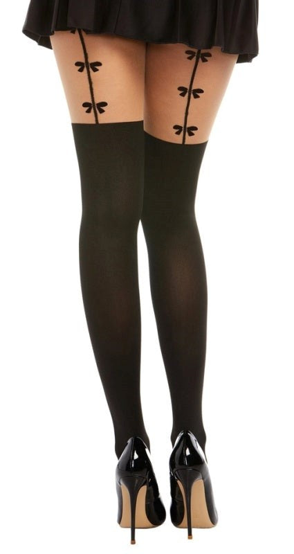 Dreamgirl Sheer Pantyhose With Bow & Garter - - Hosiery