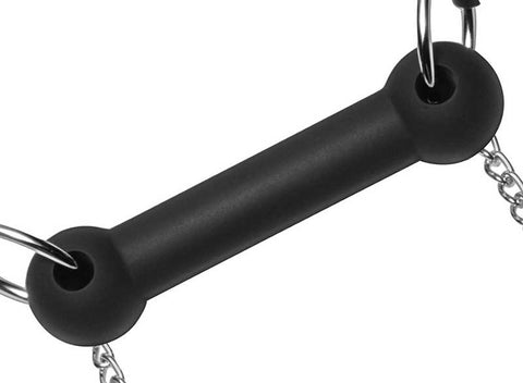 Equine Silicone Bit Gag With Nipple Clamps by XR Brands - Nipple and Clit Clamps