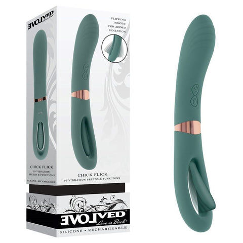 Evolved CHICK FLICK Olive Vibrator with Flicking Tip - G-Spot Vibrators