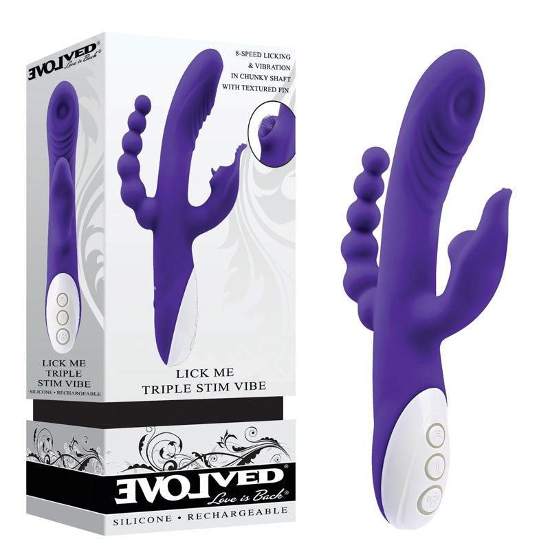 Evolved Lick Me Triple Stim Vibrator - - Rabbit Vibrators