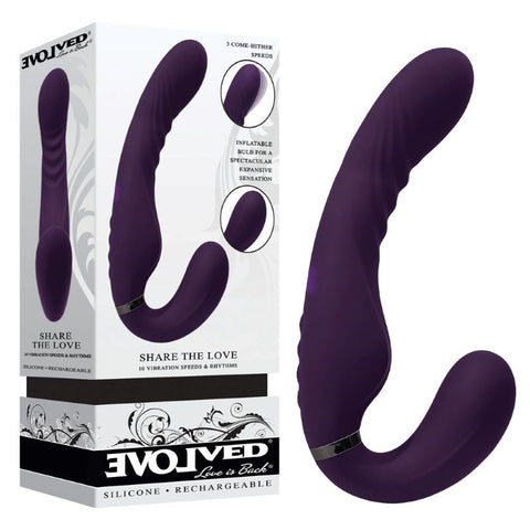 Share The Love Inflatable Vibrating Strap-On by Evolved - Strap On Sextoys