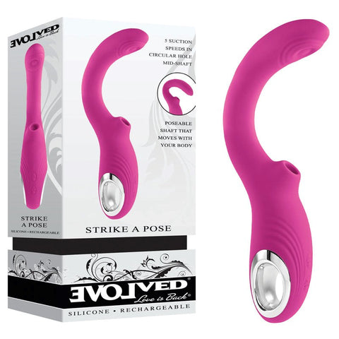 Strike A Pose Suction Vibrator Pink by Evolved - G-Spot Vibrators