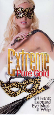 24 Karat Leopard Eye Mask and Whip by California Exotics - Masks And Blindfolds