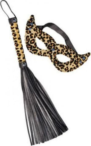 24 Karat Leopard Eye Mask and Whip by California Exotics - Masks And Blindfolds