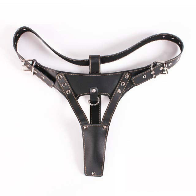 Faux Leather Vibrating Panty Straps - - Strap On Sextoys