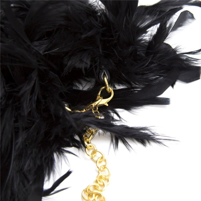 Feather Cuffs with Golden Chain - - Collars And Cuffs