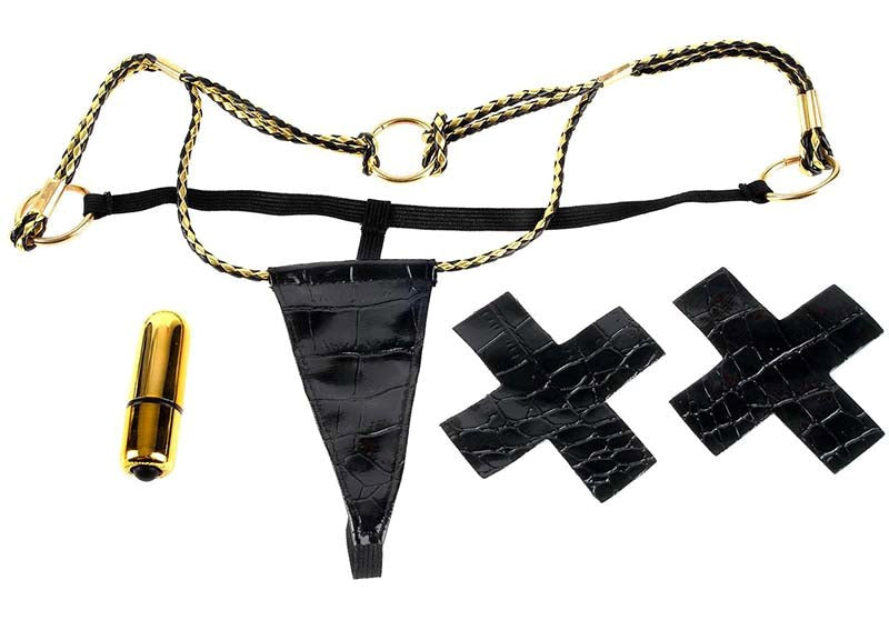 Fetish Fantasy Gold Vibrating Micro G-String Set - - Remote Control Vibrators