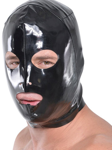 Fetish Fantasy Wet Look 3 Hole BDSM Hood - Bondage Hoods